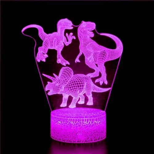 Creative 3D for walking dinosaur jungle animal boy birthday party decoration standing dragon children toy model LED night light