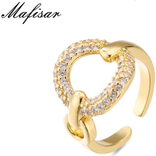 Mafisar Vintage Gold Color Bohemian Party Jewelry Fashion AAA Cubic Zircon Geometric Charm Ring For Women Female Accessories