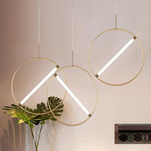 Minimalist creative personality round tube chandelier for cloakroom clothing store tea shop restaurant decoration chandelier