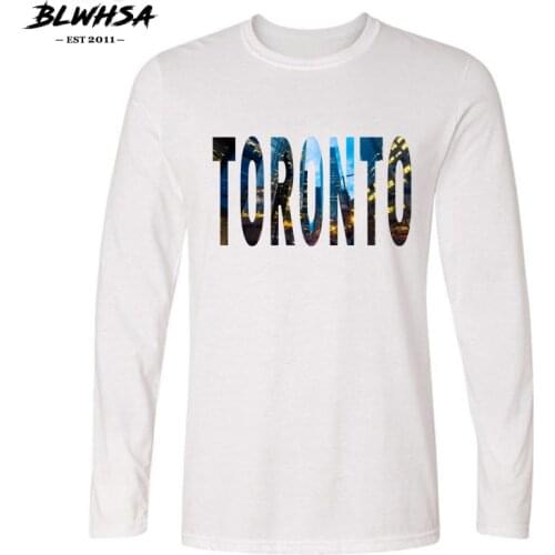 BLWHSA Canada City Toronto Print T-Shirt Men Spring/autumn Long Sleeve O-Neck T Shirt Men Brand Clothing Fashion Cotton Tee Top