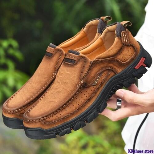 Men Casual Shoes Sneakers New High Quality Vintage 100% Genuine Leather Shoes Men Cow Leather Flats Leather Shoes Men