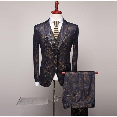 Men Suits for Wedding 2021Luxury Brand Black Gold Tuxedo Jacket Designer Prom Suits Latest Coat Pant Waistcoat Designs S-4xl