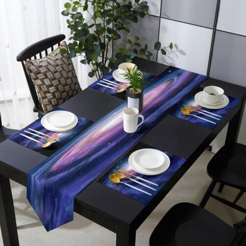Starry Sky Table Runner Placemats Set for Home Kitchen Dining Table Wedding Party Holiday Dinner Decoration