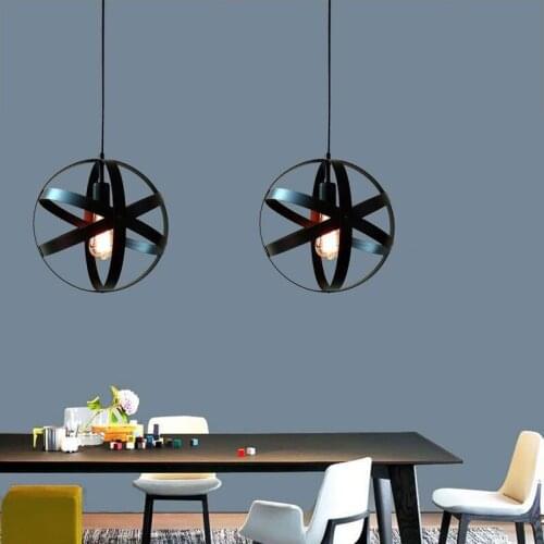 Nordic antique creative black round earth chandelier bar counter restaurant bedroom study corridor LED chandelier
