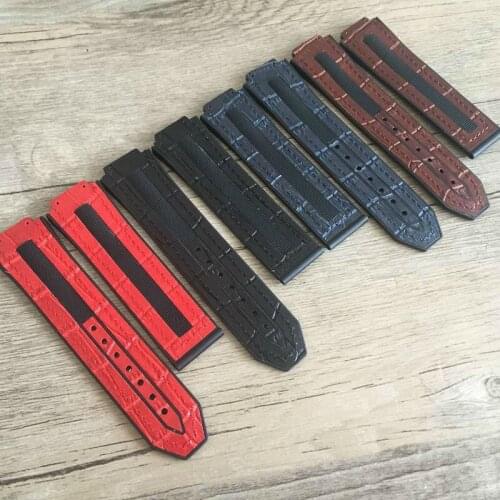 The latest retro handmade leather strap leather strap for HUBLOT Hengbao 25MM colorful mens watch strap accessories