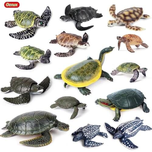 Oenux Lifelike Marine Animals Turtle Model Action Figures Classic Sealife Leatherback Turtle Tortoise PVC Educational Kid Toys