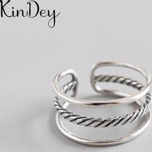 Wholesale Antique Silver Color Layer Chains Rings For Women Statement Jewelry Finger Ring anillos mujer bijoux