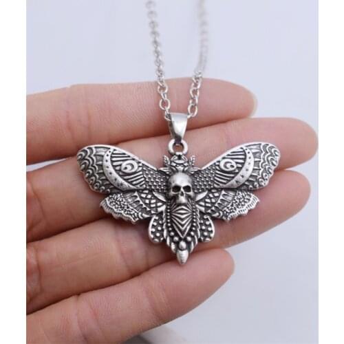 12pcs Dead Head Skull Moth Butterfly Necklace Witchcraft For Women Goth Jewelry