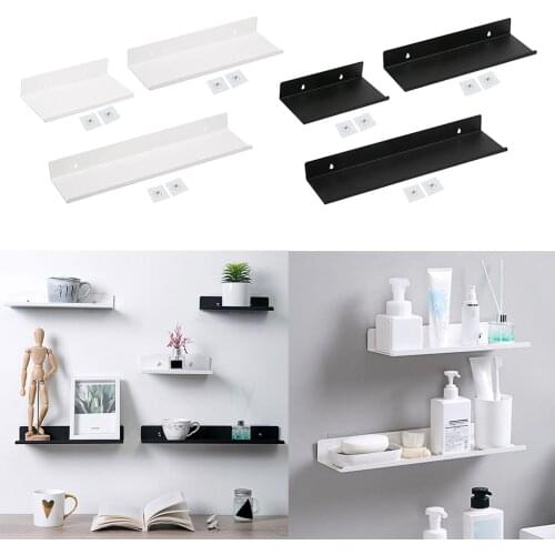 Carbon Steel Floating Wall Shelf Damage-free Extra Wall Space for Home Organizer Kitchen Office Speaker Video Cams Toy