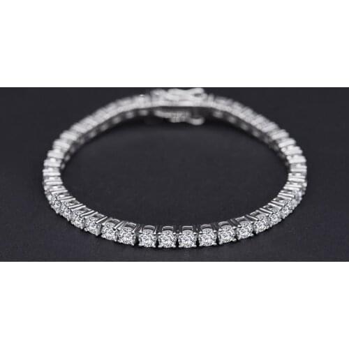 Luxury 100% 925 Sterling Silver Created Full 3.75mm High Carbon Diamond Sparkling Party Bracelets For Women Fine Jewelry Gift