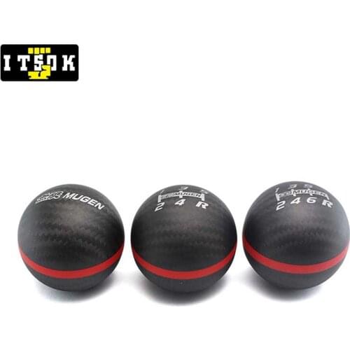 Genuine Carbon Fiber Gear Shift Knob Universal 5 6 Speed Manual Automatic Spherical Racing Aluminum Shifter Stick Lever Mugen