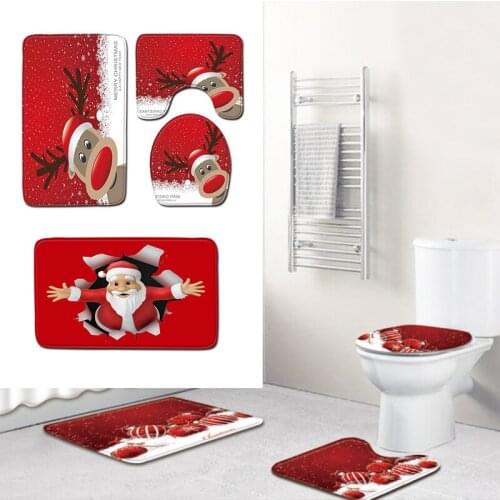 Santa Claus Rug Seat Bathroom Set Merry Christmas Decorations For Home Navidad 2020 Natal Cristmas Party Supplies New Year Gifts