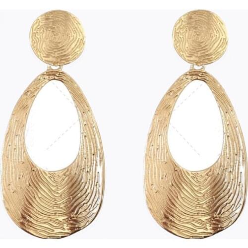 Earrings 2021 Trendy Brand Metal Texture Big Water drop Dangle Earing for Women Punk Round Earring Punk Jewelry Genshin Impact