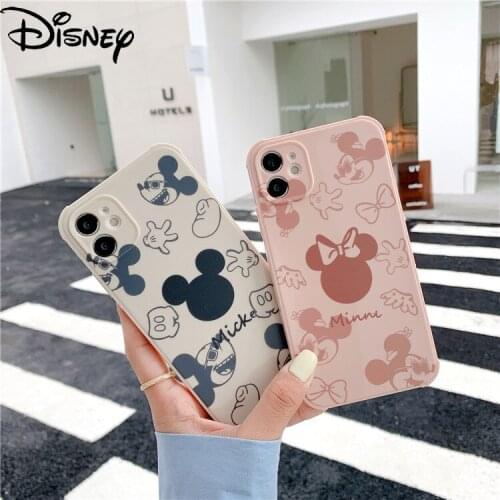 Disney Mickey Minnie for IPhone 7/8P/X/XR/XS/XSMAX/11/12Pro/12mini Simple Silicone Anti-drop Soft Shell