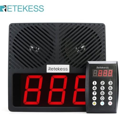 Retekess TD101 Number Calling System Wireless Restaurant Pager Queue Management System Loud Speaker 3-Digit Display for Business