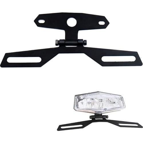 Motorcycle Folding License Plate Holder Adjustable Tail Rear Light Bracket Rack