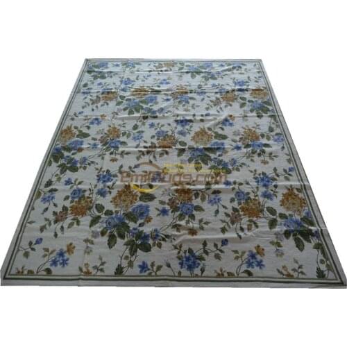The Old European Needle-point Rug The Worn Country Home Chess Rug Square Roses Handmade Wool Needlepoint