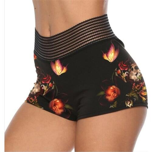 Goth High Waist Plus Size Gym Short Leggings Women Summer Vintage Spandex Print Skull Workout Fitness Running Pants Ladies