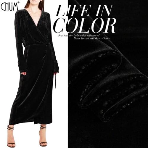 CNUM SG010 Silk Georgette Velvet /Black Velvet Meets Polka Dots/ Silk Fabric Very Thick /Width 1.22yd Thickness 190g/m