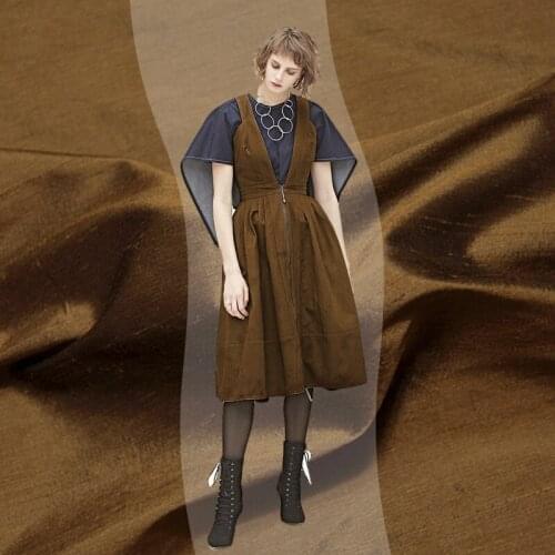 Premium yarn-dyed brown silk crepe de chine fabric 19mm dress wedding crepe de chine silk fabric wholesale silk cloth 140cm