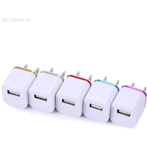 300pcs/lot USB Charger US Plug 1A Dual Phnom Penh Plating Mobile Phone Smart Charger for IPhone for Android Samsung Huawei Sony