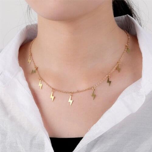Gold Color Tassel Lightning Necklace for Women Girl Choker Pendant Chain Necklaces Fashion Jewelry Accessories Necklace 2020 New