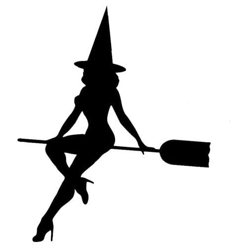 10.4*12.7CM Sexy Witch Sitting On Broom Car Stickers Fashion Waterproof Vinyl Reflective Decals Black/Silver C7-0841