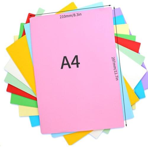 100 Sheets A4 Color Copy Paper 210x297mm/8.3x11.7in Printer Paper 70GSM for Copy Printing Writing Crafts and Paper Folding