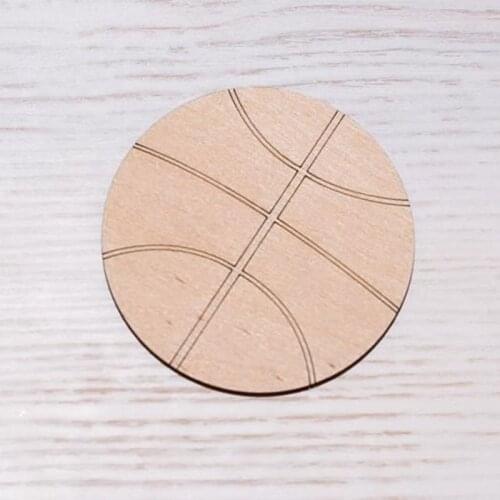 20 pcs10cm Laser Cut wood cutout Wooden basketball ball plywood figure shape Ornaments Craft Decoration