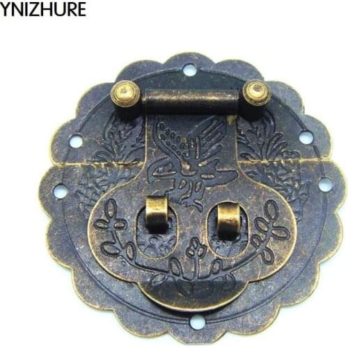 20pcs 60mm Antique small hasp lock buckle with retro tin trunk lock hasp 6CM small dark bird buckle jewelry box latches