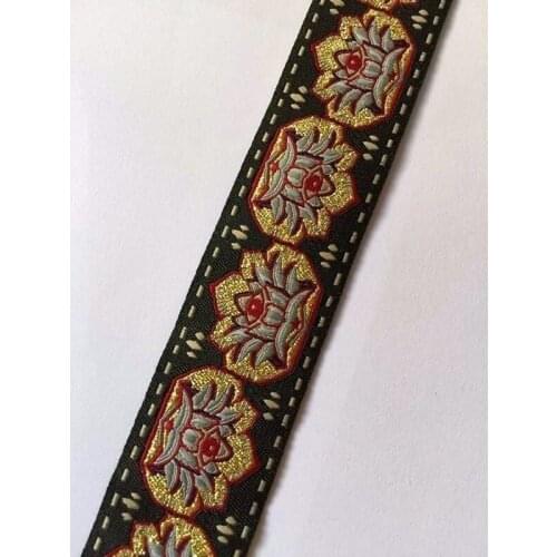 3cm gold metallic thread embroidery single face strong webbing,eye lotus webbing,Buddha webbing,XERY0628B