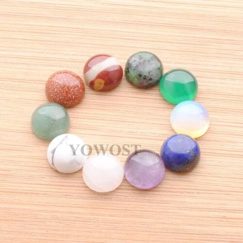 8mm 30Pcs Natural Gem Stone Round Cabochon CAB No Hole Jewelry flat back Making findings Rose Quartzs Tigers Eye Agates QBU315