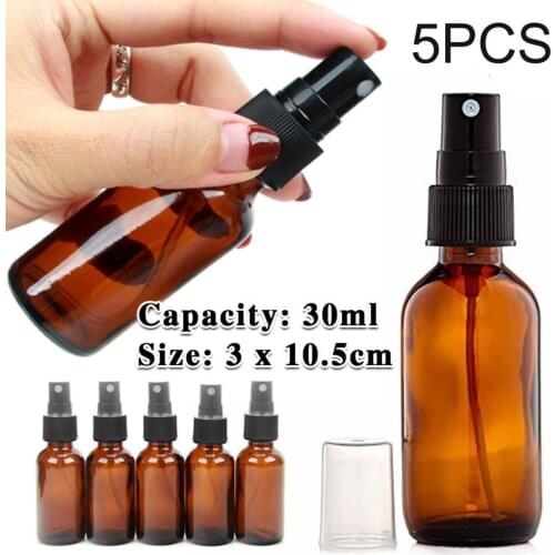 5pcs 30ml Spray Bottles Glass Empty For Essential Oil Spray Bottles Refillable Sprayer Containers
