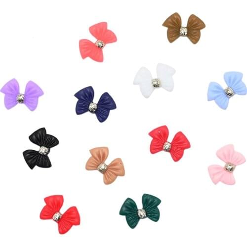 50pcs Resin Bow Decorations For Nails Tiny Rhinestones Nail Art Design Kit Bowknot Pink/Puple/Red/Black Nail Material Decorative