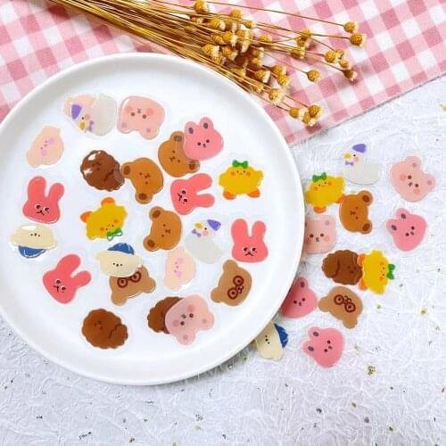 60PCS INS Cute Animal Epoxy Stickers DIY scrapbooking journal diary mobile phone happy plan gift sealing decoration stickers