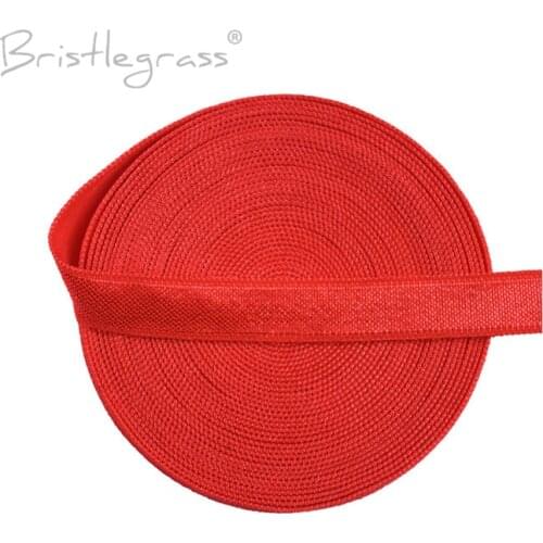 BRISTLEGRASS 5 Yard 3/8" 10mm Poppy Red Spandex Satin Band Shiny Non-fold Over Elastic Headband Dress Bra Strap Lace Trim Sewing