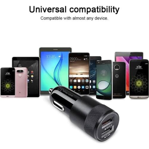 Dual USB Car Charger, Quick Charge 3.0 2.4A Rapid USB Car Charger Adapter Compatible with Smartphone Computer Cameras GPS