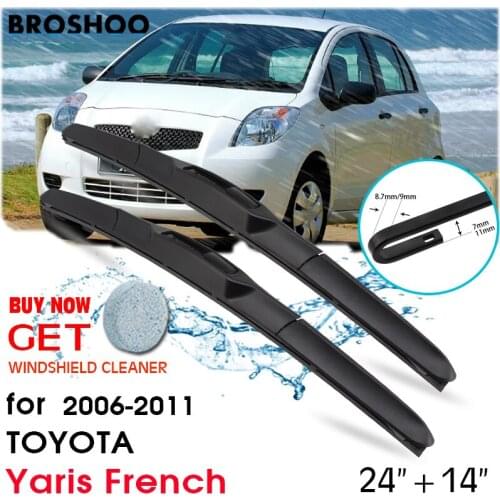 Car Wiper Blade Front Window Windscreen Windshield Wipers Blades Auto Accessories For TOYOTA Yaris French 24"+14" 2006-2011