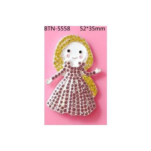 Free shipping rhinestone princess Rapunzel button 50PCS---Also can choose pendant style (BTN-5558)