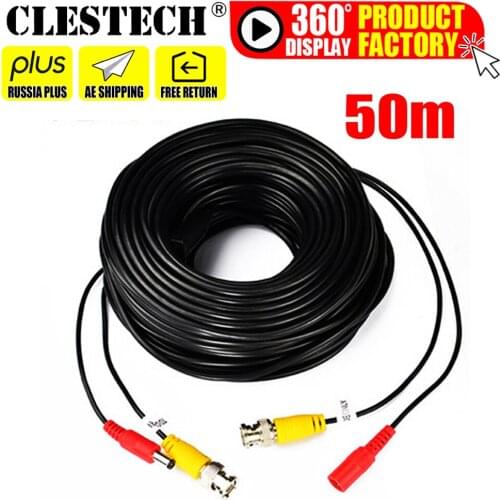 BNC+DC 2in1 50m Video+power cord 3.2FT HD copper Security Camera Wires for CCTV DVR Extension extension with two in on AHD Cable