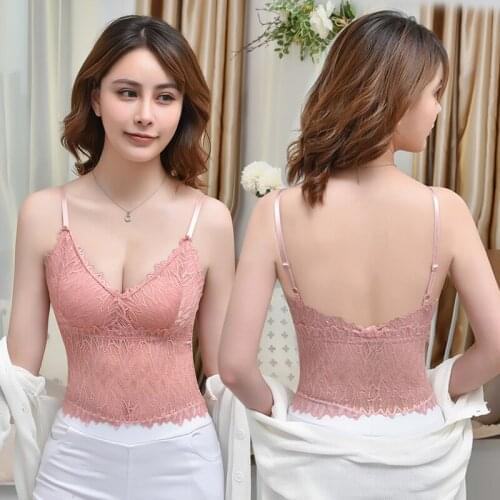 Lace Padded Bralette Push Up Bras Women Sexy Lingerie Wire Free Underwear Leaf Embroidery Bra Beauty Back Camisole Soft Vest