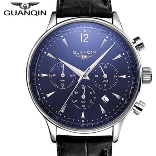 NEW GUANQIN Wristwatch Wrist Watch Men 2021 Top Brand Luxury Famous Male Clock Leather Quartz Watch Man relogio kol saati