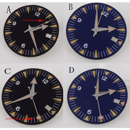 Corgeut 31mm Sterile Black Blue Sandwich Watch Dial Hands For NH35 NH 36 Automatic Movement With Date Window Wristwatch Parts