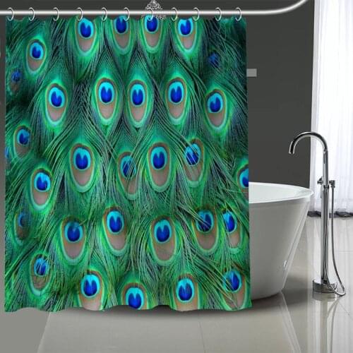 Hot Sale Peacocks Custom Pattern Polyester Bath Curtain Waterproof Shower Curtains DIY Bath Screen Printed Curtain For Bathroom