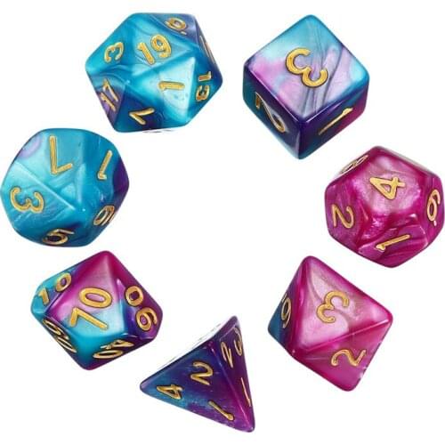 7Pcs/Set TRPG Games Gaming Dices D4,D6,D8,D10,D10%,D12,D20 Multi-sided Dice Party Entertainment Board Games Best Gifts