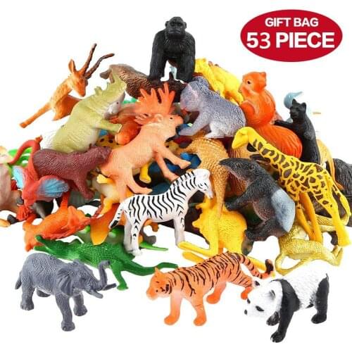 HobbyLane Dinosaur Toy 53pcs/set Mini Jungle Animal Toy Set Dinosaur Wildlife Model Children Puzzle Early Education Gift