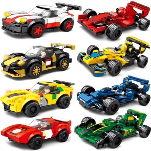City Speed Champions Car Building Blocks Racing Sport Auto Car Super Racers Man Bricks Construction Toys For Children