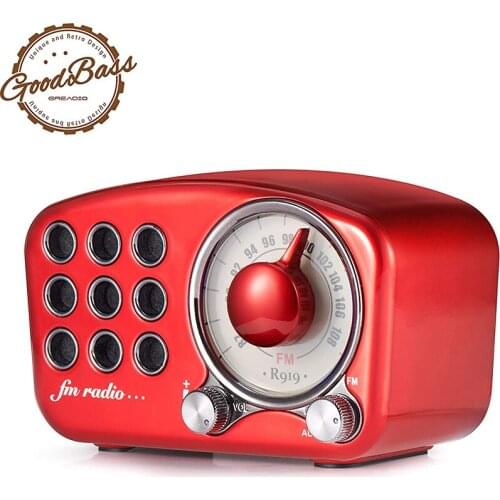 Red Bluetooth Speaker Vintage Radio-Greadio FM Radio Old Fashioned Classic Style Strong Bass Enhancement Loud Volume speaker