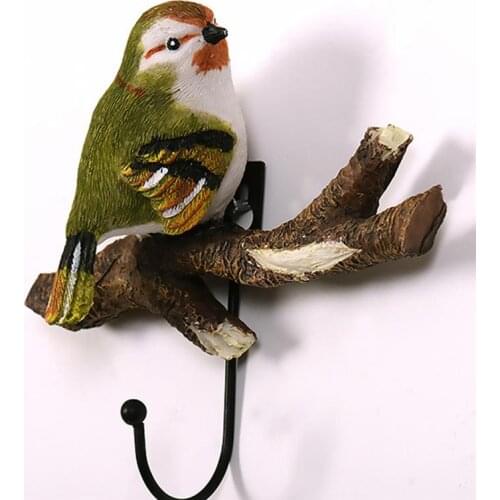 Creative Resin Bird On Branch Coat Hook Hanging Wall Mounted Single Hook Bird Decoration Hook Wall Decoration Hook Wall Hook
