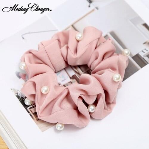 1PCS Large Intestine Circle Fabric Hair Ring Small And Fresh Hair Roop New Korean Fashion Pearl Hair Scunchies Hair Accessories